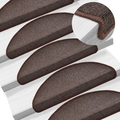Trappmattor 10 st 65x24x4 cm kaffebruna halvrunda stora