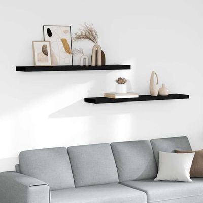Svävande vägghyllor 2 st svart 120x23,5x3,8 cm MDF