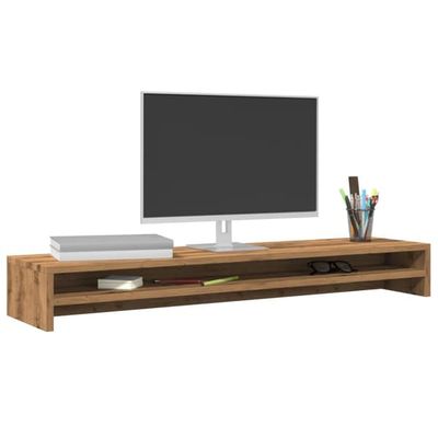 Monitorstativ hantverksmässig ek 100x24x13 cm konstruerat trä