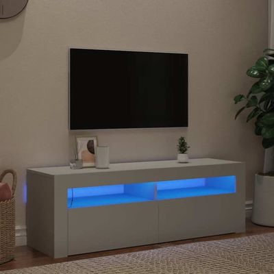 TV-bänk med LED-belysning vit 120x35x40 cm