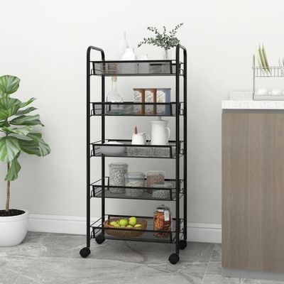 Rullvagn 5 våningar svart 46x26x105 cm järn