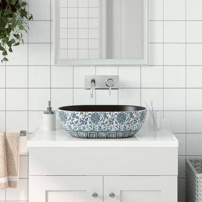 Handfat svart och blå oval 47x33x13 cm keramik