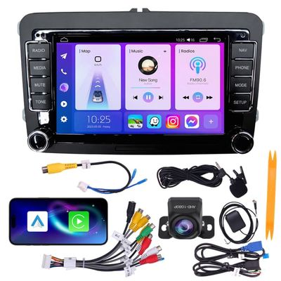 Fortdows Bilradio 7 tommer til Volkswagen Skoda SEAT, Quad-Core 4+64 GB, CarPlay Android Auto, WiFi 6, GPS, Bluetooth, AHD Bakkamera