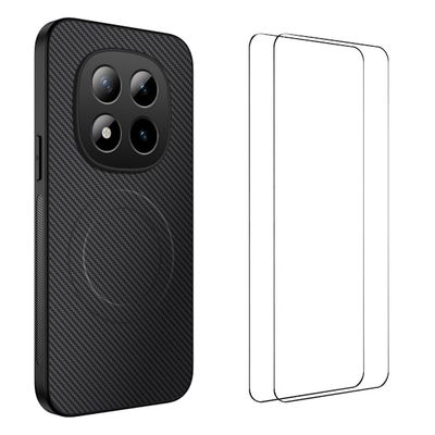 Til Xiaomi Redmi Note 15 Pro 5G Skal WANLONFENG TQ1 Serie Karbonfiber Struktur PC TPU med 2 Skjermbeskyttere