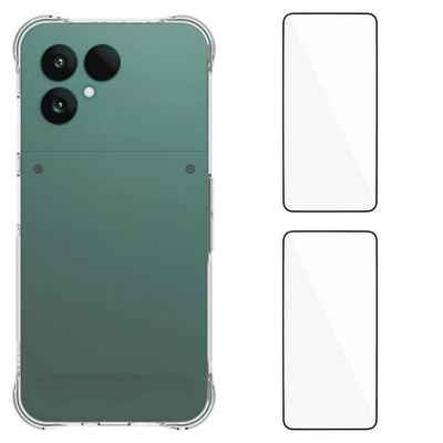 For Fairphone 6 Deksel TPU-telefondeksel med herdet glassbeskytter 2 stk. glass