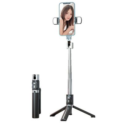 Selfie Pinne Utdragbar selfie-stativ 110 cm dubbla påfyllningsljus Fjärrkontroll