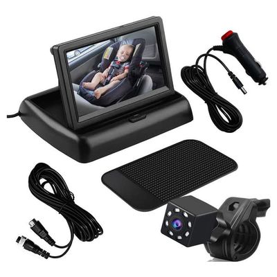 Ryggekamera Babymonitor Bil 4,3" HD 1080P Vidvinkel Infrarødt Nattkamera