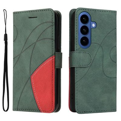 Til Samsung Galaxy S26+ Lommebokdeksel med Stativ Tofarget Design - Grønn
