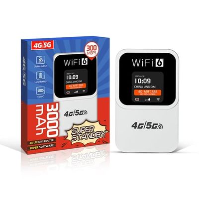 4G WiFi-ruter med klokkeslett og datovisning 300 Mbps WiFi6 mobil hotspot eurasisk