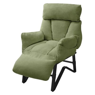 ML-Design reclinerfåtölj grön, fåtölj vardagsrum med linneskydd, TV-fåtölj ställbar med armstöd, fotstöd, sidofickor, loungefåtölj stoppad vingfåtölj