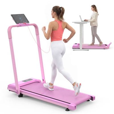 Kompakt skrivbordsgångband 2-i-1, justerbar lutning, bärbar, för gång/löpning/joggning, max 120 kg