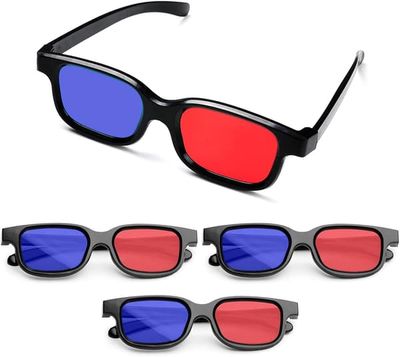 3D-briller, 4 stk. stereoskopiske briller, 3D-briller til TV til 3D-film, spil, TV, teater (rød, grøn)