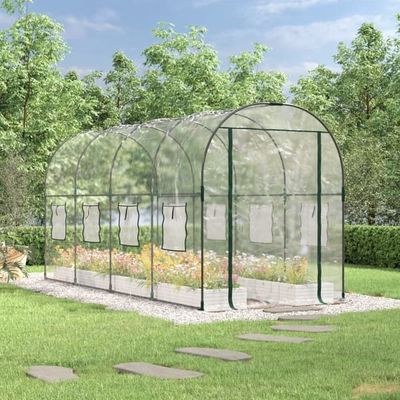 vidaXL drivhus 160x400x190 cm PVC og pulverlakeret stål transparent