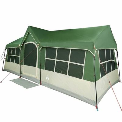 vidaXL Familietelt Grøn og beige 622 x 295 x 238 cm Polyester og Stål