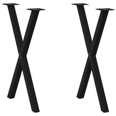vidaXL spisebordsben X-formet 2 stk. sort 57 x (72-73) cm stål