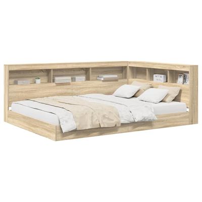 vidaXL Bogreol Seng Sonoma-eg 160 x 200 cm Konstrueret træ