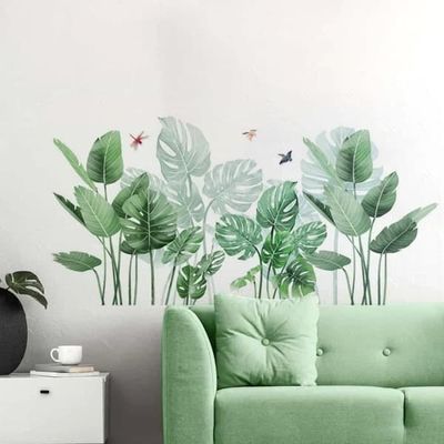 Veggklistremerker til tropiske planter, jungelveggklistremerke, avtakbart grønt bladklistremerke naturlig zen stue kontor
