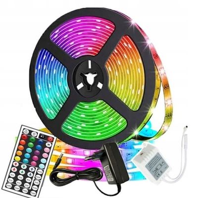 (Rik og fargerik) 10M LED-stripe 5050 RGB LED-stripe med fjernkontroll med 44 taster. Stemningsbelysning for utendørs bruk, soverom, karneval.