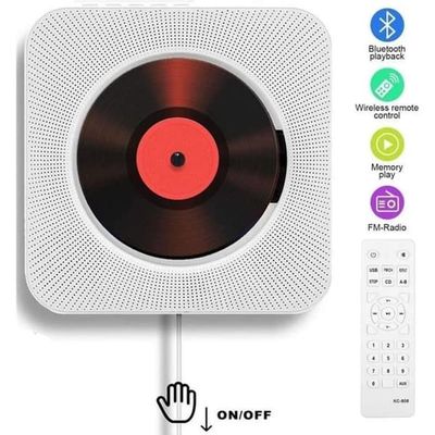 Bærbar CD-spiller, Bluetooth, Kan monteres på vegg, Innebygde HiFi-høyttalere, Hjemmelyd-boombox med fjernkontroll, FM-radio