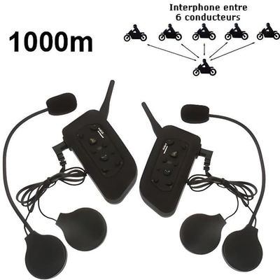 2-delt sett Motorsykkelintercom 1 km (maks. 6 personer via Bluetooth)