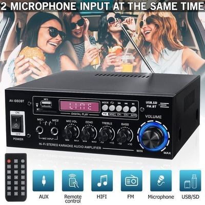 2000W forsterker Innebygd forsterker Bluetooth 5.0 Digital HiFi Stereoforsterker FM