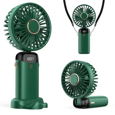 4200mAh USB bærbar vifte med LED-skjerm, 3-i-1 håndholdt/nakke/skrivebord, sammenleggbar og 90° vippbar, ideell for sommeren (grønn)