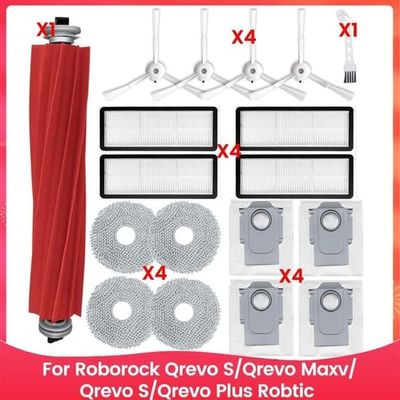 Støvsugertilbehørssett for Roborock Qrevo S/Qrevo Maxv/Qrevo S/Qrevo plus Robotic børstefiltermopp