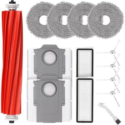 Tilbehørssett for Roborock Qrevo Plus/QRevo MaxV/QRevo Pro/Qrevo S robotstøvsuger, 1 rullebørste, 2 filtre, 4 mopper
