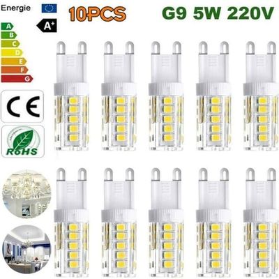 10-pack G9 LED-lampor - Kallvit 6000K 400LM - 5W - Energibesparande