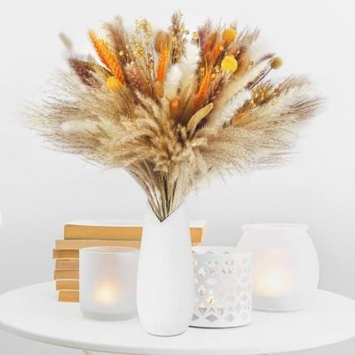 Tørret pampasgræsdekoration, 100 stykker naturlige tørrede blomster 40-44 cm, naturlige tørrede blomsterbuketter