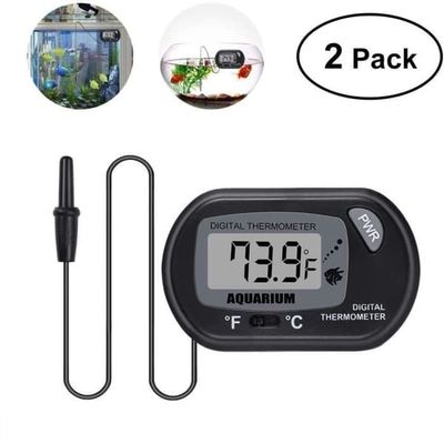 Digital LCD-sugkoppstermometer för akvarium/terrarium (svart) - 2 delar