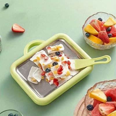 Mini gør-det-selv is- og yoghurtmaskine - Ingen strøm kræves - Perfekt til hjemmelavede lækkerier - Grøn