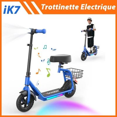 Barn elektrisk sparkcykel iScooter iK7 - Säte & korg, 3 hastigheter 20km/h, räckvidd 15km - Blå