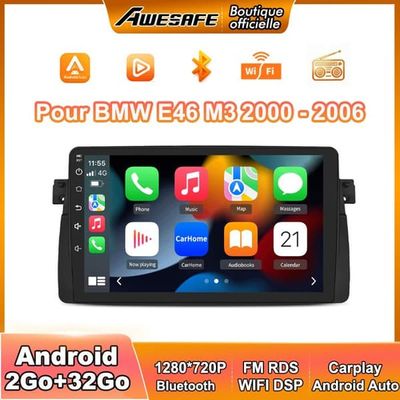AWESAFE Autoradio Android 2Go+32Go til BMW E46 Serie 3 M3 Rover 75 MG ZT 9'' Touchskærm Carplay GPS Bluetooth Android Auto