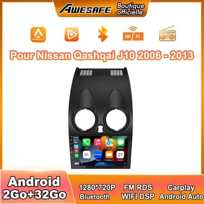 AWESAFE Autoradio Android 2Go+32Go til Nissan Qashqai J10 2006-2013 Carplay Trådløs Bluetooth med 9'' skærm Android Auto WiFi