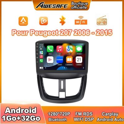 AWESAFE Autoradio Android 13 til Peugeot 207(2006-2015) 1Go+32Go Carplay & Android Auto, 9'' Touchskærm GPS WiFi Bluetooth