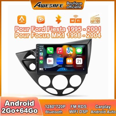 AWESAFE Autoradio Android 13 2Go+64Go til Focus MK1 (1998-2004) 9'' Touchskærm med Carplay GPS Bluetooth Android Auto