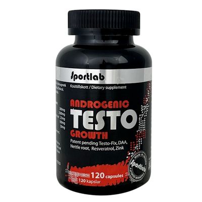 Androgenic Testo Growth – Testobooster til muskelstyrke og hormonbalance, 120 kapsler – Sportlab