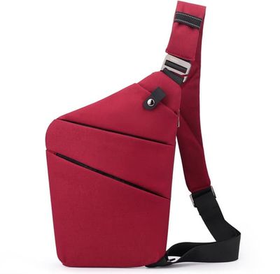 Tyverisikker crossbody-taske - skuldertaske med flere rum - slank tyverisikker rejsetaske til mænd og kvinder - 20*2*32 cm - Rød