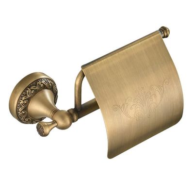 Toalettpappershållare i mässing, antik toalettpappershållare, väggmonterad med lock för badrum, kök, vintage, retro