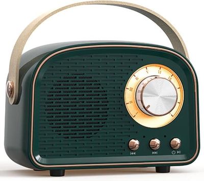 Retro Vintage Radio Bluetooth Højttaler - Trådløs Stereo Højttaler med FM Radio - Vintage Design - Bluetooth 5.0 Trådløs Højttaler til - Grøn - 5.0 W