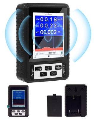 Geigermätare - Radioaktivitetsmätare - Kärnstrålningstestare - Dosimeter för mätning av beta och gamma - Professionell strålningsdetektor - Svart