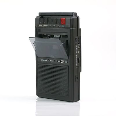 Bærbar skotøjsæske kassetteafspiller og optager - USB til kassetteoptagelse - Indbygget mikrofon - 3,5 tommer Bluetooth-højttaler - FM-radio - 3,5 tommer