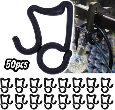 50 stycken - Julbelysningsklämmor - Utomhusbelysningsklämmor - Dräneringsrännekrokar - Hängande belysningskrokar - svart - 50 stycken