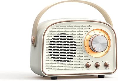 Retro Vintage Radio Bluetooth Højttaler - Trådløs Stereo Højttaler med FM Radio - Vintage Design - Bluetooth 5.0 Trådløs Højttaler for Krystalklar Ly