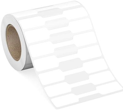 500 stycken prislappar i kraftpapper på rulle - Självhäftande etiketter för smycken - ringar - och halsband - Vit - 500 stycken