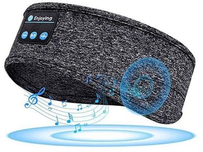Bluetooth V5.0 sömnlurar - sportpannband - trådlösa hörlurar - 6 timmars speltid - lätt sömnpannband - sport - yoga - grå