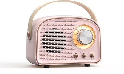 Retro Vintage Radio Bluetooth-högtalare - Trådlös stereohögtalare med FM-radio - Vintage design - Bluetooth 5.0 Trådlös högtalare för - Rosa - 5.0 W