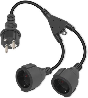 Dubbel utomhus förlängningskabel, jordad kontakt, IP20, 16A 250V