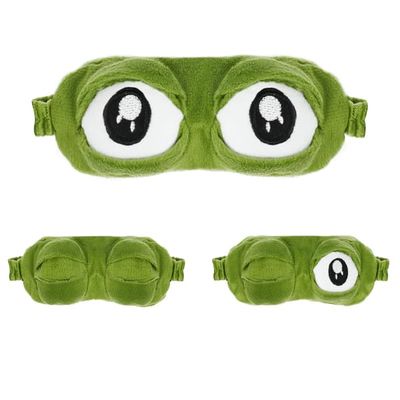 Sovemaske, 3D frø øjenmaske, plys sovemaske sjov nyhed tegneserie frø øjenmaske, tegneserie grøn frø skør øjenmaske, sjov øjenmaske børn